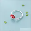 Band Rings Mloveacc 925 Sterling Sier Enamel Mushroom Finger Rings For Women Cz Wedding Engagement Ring Jewelry 910 T2 Drop Delivery Dhpmy