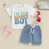 Zestawy odzieży Toddler Boy Birthday Strój 1 2 jeden dwa trzy cztery litery T Shorts Zestaw Gift Baby Summer