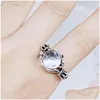 Solitaire Ring Crystal Ball Ring Men Women Retro Magic تمسكك في راحة يدك الفتحة التي تتسرب من إصبع أصالة DH5GC الأسود