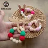 Mobiler# Let's Make Baby Rattle Armband Träleksaker virkade pärlor Baby Teether julklapp Hedgehog Elk Wood Crafts Ring GravedVaiduryb