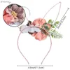 Повязки на голову ncmama Flower Rabbit Ears Bunny Hairband для женщин Сексуальная повязка на голову с черным котом Вечерние головные уборы Пасхальный день Девушки Аксессуары для волос YQ240116