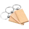 Nyckelringar 40st tomt trä Key Chain Rektangel oavslutade trämärken DIY Keychain Supplies Gift Hantverk