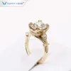 Tianyu Customized 14K/ Pure Yellow Gold Cushion Old Mine Cut Moissanite Engagement Ring For Women