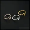 Band Rings Wholesale New Fashion Rose Gold Color Heart Shaped Wedding Ring For Women Valentines Day Gift 672 Q2 Drop Delivery Jewely DH8BL