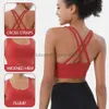 Yoga Lulu Vrouwen Zacht Gym Yoga Vest Atletische Fitness Vrouwen Sportbeha Effen Kleur Cross Sexy Panty Tank Top Met borstkussen