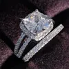 925 Sterling Silber Eheringe Set 3 in 1 Bandring für Frauen Verlobung Braut Modeschmuck Finger Moonso R4627245D