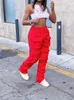 Women's Red Stacked Sweatpants High Waist Tracksuits Y2K Harajuku Joggers Streetwear Mall Goth Cargo Pants Safari Trousers 240115