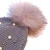Berets Fashion Knit Hat Winter Pearl Wool Thicken All-match In Cold Weather