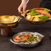 Pannen Roestvrijstalen Zeevruchtenpot Paella Pan Dubbele handgreep Koken Thuis Outdoor Bakplaat Accessoires