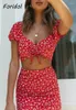 Party Dresses Women Fashion Red Croped Dress Suits Floral Print BodyCon Mini 2 Pieces Set 2024 Summer Beach Boho Vestidos