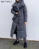 Trench da donna WOTWOY Ispessimento invernale Parka X-lungo da donna Giacche imbottite in cotone sciolto a vita larga Donna Verde Grigio Telai caldi