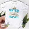 Familj matchande kläder födelsedag prins familj matng kläder mamma far barn t skjortor topps baby bodysuit pojkar födelsedagsfest look outfits t-shirts h240508