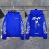 Bluza z kapturem męska Man kamuflaż nakładaj się na graffiti Krótki para pullover amerykański vintage circle okrągły krzyż sanskrycki czarno -biało patchwork luźne bluzy