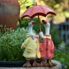 Garden Decorations Nordic Umbrella Couple Ducks Resin Statue Ornaments Outdoor Garden Courtyard Figurines Villa Balcony Accessories Decoration YQ240116