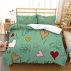 Ensembles de literie Love Heart Housse de couette Ensemble de dessin animé amusant Coeurs colorés Couette Twin Style romantique I You Polyester pour adolescent