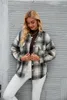Jaquetas femininas casaco xadrez mulher casual solto manga comprida botão até camisa jaqueta casacos 2024 outono moda elegante chique turn down colarinho