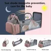 Mommy Baby Diaper Bag Backpack Changing Pad Shade Mosquito Net Wet and Dry Carrying USB Charging Port Stroller Hanging Bag Free 240115