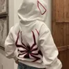 Femmes Y2k Streetwear Spider Print Sweat à capuche Automne Style Punk Graphique Pull surdimensionné Hip Hop Zip Up Veste Manteaux 240115