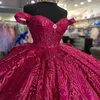 Luxe Glanzende Sweetheart Quinceanera Jurk Kant Kralen Met Rugboog 2024 Party Gown Prinses Uit De Schouder Voor 16 Jaar