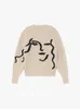 Zimowa jesieni kobiet luksusowe wełniane wełniane swetry swetry hiszpańskie wełniane mieszanka ciepłe swetry pullover topy dla kobiet projektantki spersonalizowany sweter twarzy