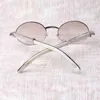 Lunettes de soleil rondes en diamant Lunettes de vue en corne de bétail 7550178 Cornes de mélange naturel Lunettes de soleil pour hommes et femmes sans lunettes Taille 55-22-135m