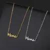 Mama Letter Pendant Necklace for Women 14k Yellow Gold Neck Chain Choker Trendy Family Jewelry Mothers Day Gift for Mom