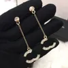 designer oorbellen hangers dubbelzijdige parels dubbelzijdig volledige diamanten letterhanger enkele ketting lange kleine geurige stijl oorbellen damesmode oorbellen