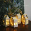 Candle Holders Ceramic Candle Holder Hollowed Out Small House Candlestick Home Warm Decoration Ornaments YQ240116