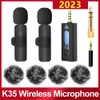 Lautsprecher 2023 K35 3,5 mm Wireless Lavalier Revers Rauschunterdrückungsmikrofon Universal 3,5 Bestes Aufnahmemikrofon für Kameralautsprecher Smartphone