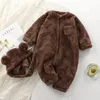 Cute plush bear baby jumpsuit for young children and girls full set of jumpsuit for spring and autumn baby jumpsuit baby crawling clothing 240116