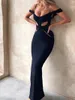 Casual Dresses Sexy Hollow Out Backless Maxi Long Dress Summer Split bodycon for Women Elegant Tight Party Clubwear Vestidos D238