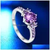 With Side Stones Trendy Gemstones Sier 925 Jewelry Aquamarine Ring For Women Amethyst Blue Sapphire Cocktaill Rings 1562 V2 Drop Deli Dha5J