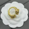 Pierścień Pierścień Moda Podwójna głowica zwierząt luksusowe pierścionki z pary diamentowym temperament pary otwarty pierścień regulowany