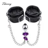 Thierry Highquality Anal Plug to Wrist Bondage Kit Bdsm Restraints Fetish Handcuffs Adult Games Product Sex Toys for Women Men 240115