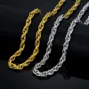 High Quality 14k Yellow Gold Rope Chain Necklaces Male 8MM Thick Golden Color Chains For Men Hiphop Punk Jewelry