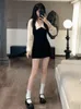 Preppy Long Sleeve Mini Dresses for Women Korean Fashion Style Cute Sexy Peter Pan Collar Aline Fake 2 Pcs Casual Vestidos Chic 240115