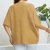 Plus Size Women's Short Sleeve Screw Neck Patchwork Solid Color Tops Tee Loose Casual Female Summer Blus Tshirt Clothing 240116