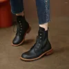 Stövlar 2024 Autumn and Winter Women Ankle Boot Female Round Toe Chunky Heel Shoes Fashion Shoe For Work