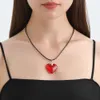Jewelry Minimalist Red Cowhide Rope with French and Cool Style, Niche Heart-shaped Necklace for Women