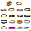 Autres fournitures de fête festive Rainbow LGBT Pride Bracelet LGBTQ Sile Caoutchouc Bracelets Accessoires Cadeaux pour Gay Lesbiennes Femmes Hommes Whol Otu0L