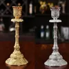 Candle Holders for Creative 2 Pieces Metal Taper Candle Holders Brass Pillar Candlestick Ornament for Table Tea Room Hotel Yoga Room YQ240116