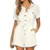 30h Women's jumpsuits Casual Button Down Cuffed Short Sleeve Casual Boho Women Rompers Playsuit Jumpsuit ropa mujer 240115