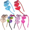 Valentines Day Headband Heart Shaped Hair Band Sequin Hair Hoop Women Girls Hair Accessories Birthday Party Headdress Decoration Supplies Gift HW0173