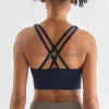 Yoga Lulu Vrouwen Zacht Gym Yoga Vest Atletische Fitness Vrouwen Sportbeha Effen Kleur Cross Sexy Panty Tank Top Met borstkussen