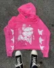 Överdimensionerad hoodie för män djävul tryck gata hip-hop kläder y2k amerikansk retro harajuku lös pullover tröja män 240115