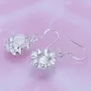 Boucles d'oreilles pendantes de qualité supérieure, couleur argent, bijoux de fête pour femmes et filles, fleur de mariage, mignons