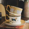 Eenvoudige Bone China Creatieve Europese ontbijtkop Keramische mok Drinkbeker Koffieset