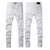 Violet pour empilé déchiré Biker Slim droit pantalon maigre Designer mode Jeans tendance marque pantalon hommes Jeans