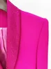 Pink Pant Suits Ostrich Feather 2023 Fashionable Luxury Real Embellished Diamond Shawl Collar Suit Jacket Set 240115