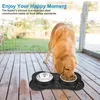 Antislip Double Dog Bowl With Silicone Mat Durable Stainless Steel Water Food Feeder Pet Feeding Drinking Bowls for Dogs Cats 240116